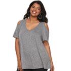 Juniors' Plus Size So&reg;cold-shoulder Top, Teens, Size: 1xl, Black