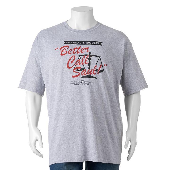 Big & Tall Breaking Bad Better Call Saul Tee, Men's, Size: Xxl Tall, Dark Grey