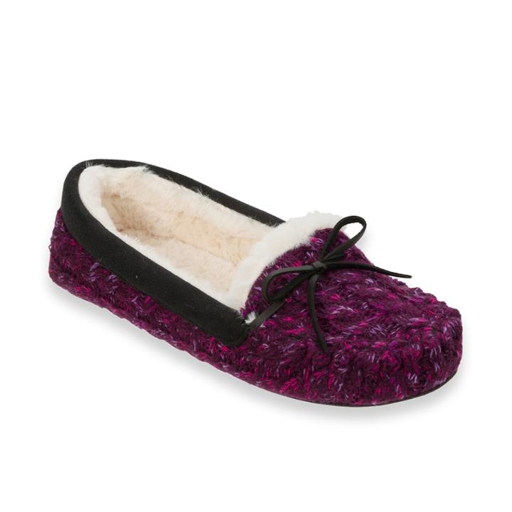 Women's Dearfoams Knit Moccasin Slippers, Size: Large, Yellow Oth