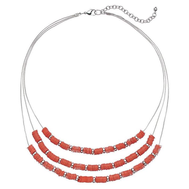 Layered Peach Sequin Necklace, Women's, Brt Pink