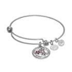 Love This Life Crystal Mother Daughter Flowers Charm Bangle Bracelet, Women's, Grey