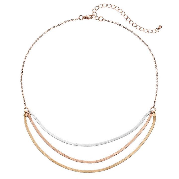 Apt. 9&reg; Tri Tone Swag Chain Necklace, Women's, Multicolor