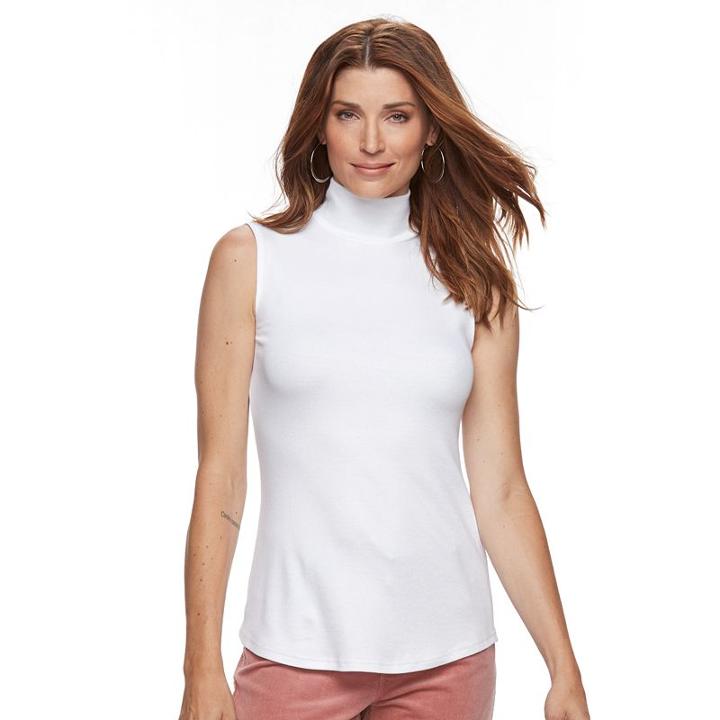 Women's Croft & Barrow&reg; Sleeveless Mockneck Top, Size: Small, White