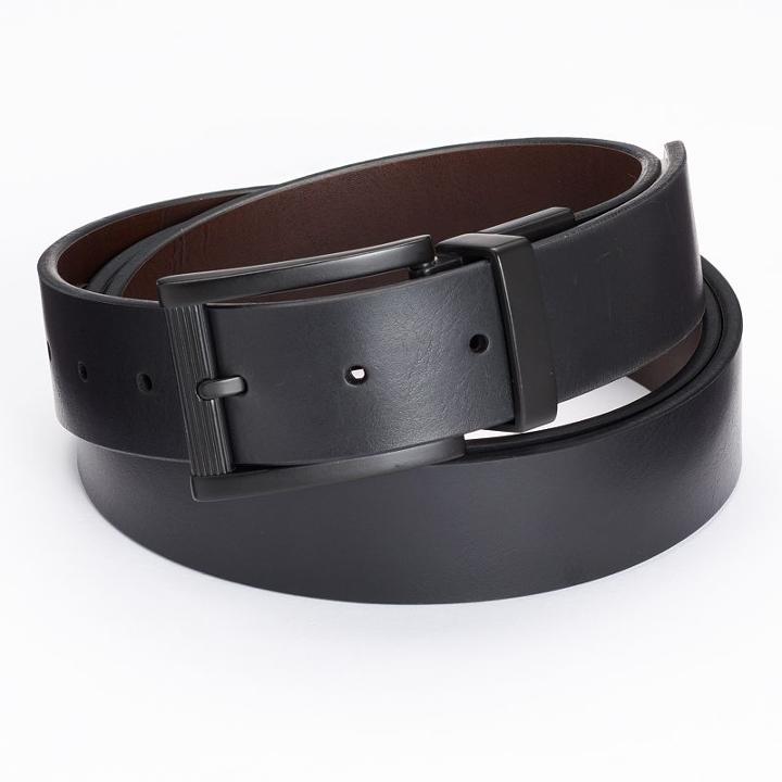 Big & Tall Apt. 9&reg; Matte Reversible Cut-edge Belt, Men's, Size: 52, Grey (charcoal)