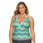 Plus Size Zeroxposur Zigzag Mesh Racerback Tankini Top, Women's, Size: 22 W, Yellow Oth