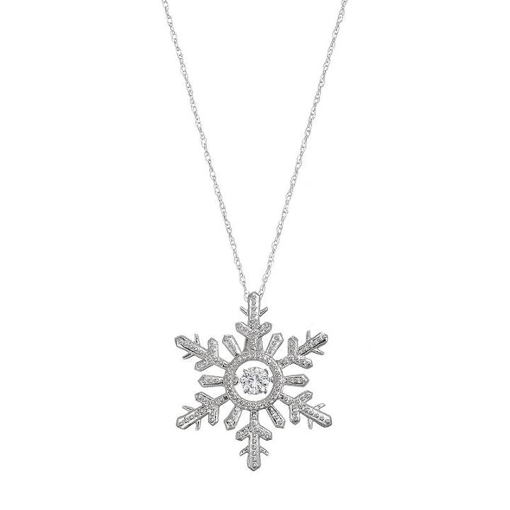 Sterling Silver Lab-created White Sapphire Snowflake Pendant Necklace, Women's, Size: 18