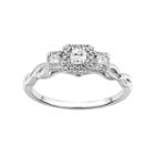 Promise Love Forever 1/5 Carat T.w. Certified Diamond Sterling Silver 3-stone Halo Promise Ring, Women's, Size: 8, White