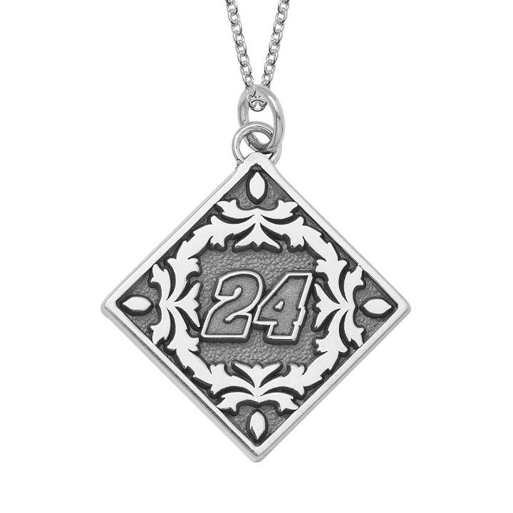 Insignia Collection Nascar Jeff Gordon 24 Stainless Steel Pendant Necklace, Women's, Size: 18, Grey