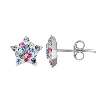 Charming Girl Kids' Sterling Silver Crystal Star Stud Earrings, Multicolor