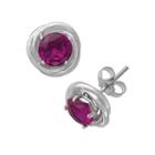 Sterling Silver Lab-created Ruby Swirl Stud Earrings, Women's, Red