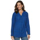 Women's Croft & Barrow&reg; Plaid Flannel Shirt, Size: Medium, Med Blue