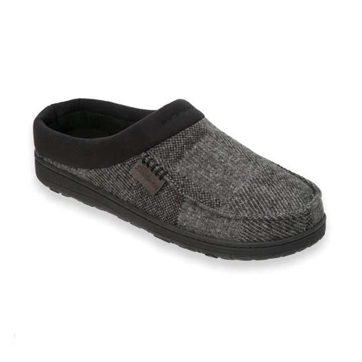 Men's Dearfoams Mixed Material Clog Slippers, Size: Xxl, Black