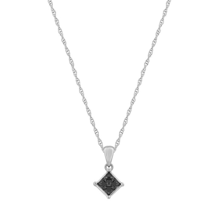 10k Gold 1/10 Carat T.w. Black Diamond Square Cluster Pendant, Women's, Size: 18