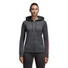 Women's Adidas Essential Linear Logo Fz Hoodie, Size: Small, Dark Grey
