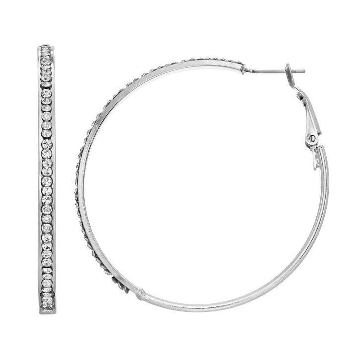 Mudd&reg; Nickel Free Simulated Crystal Hoop Earrings, Women's, Silver