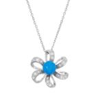 Lab-created Blue Opal & Cubic Zirconia Sterling Silver Flower Pendant Necklace, Women's, Size: 18