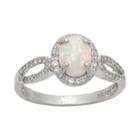 Sterling Silver Lab-created Opal And Lab-created White Sapphire Halo Ring, Women's, Size: 9