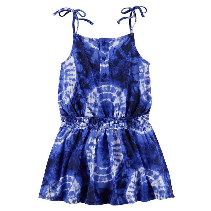 Girls 4-8 Carter's Tie-dye Smocked-waist Jersey Dress, Girl's, Size: 5, Blue