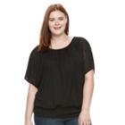 Plus Size Ab Studio Banded Bottom Top, Women's, Size: 0x, Black