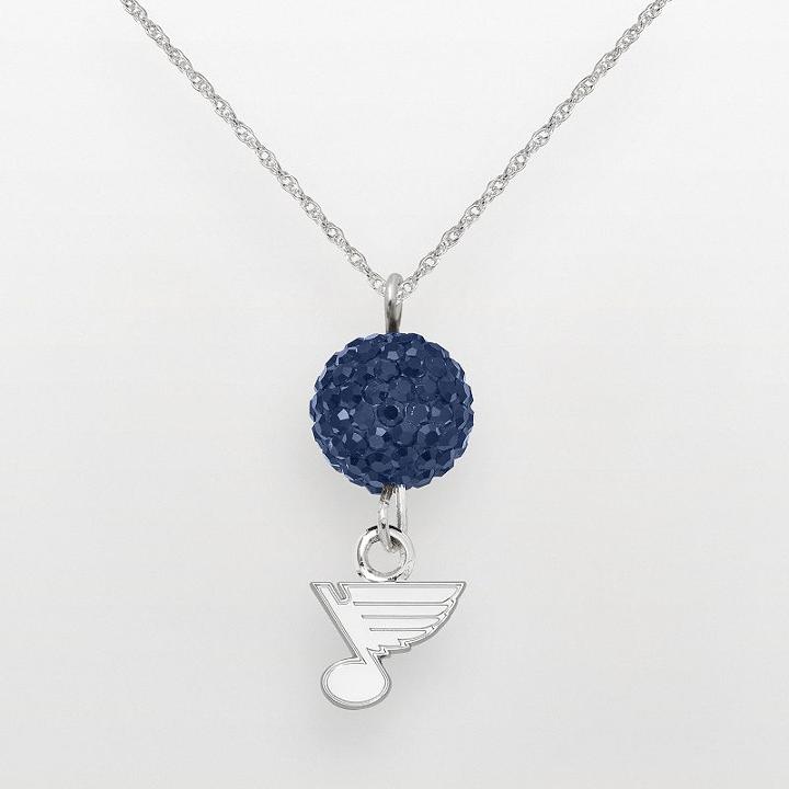 Logoart St. Louis Blues Sterling Silver Crystal Ball Pendant, Women's, Size: 18, Blue