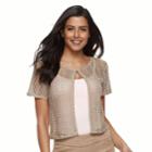 Women's Nina Leonard Crochet Bolero, Size: Small, Beige