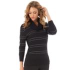 Women's Apt. 9&reg; Cowlneck Sweater, Size: Xl, Black White Stripe