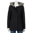 Women's Krush Hooded Faux-wool Anorak Jacket, Size: Large, Black