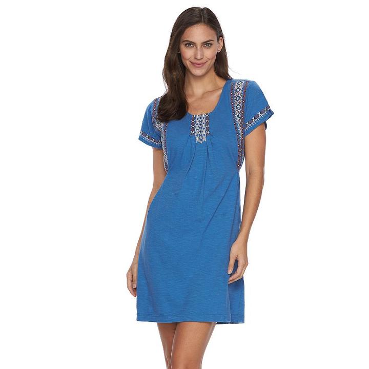 Women's Woolrich Bell Canyon Embroidered Shift Dress, Size: Medium, Dark Blue