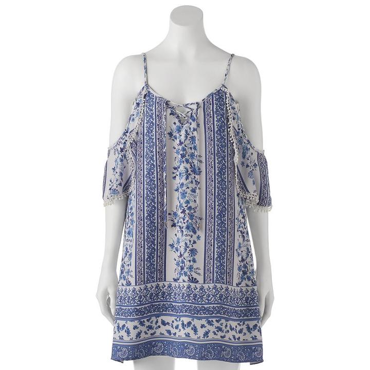 Juniors' Trixxi Lace-up Off Shoulder Shift Dress, Girl's, Size: Xl, Natural