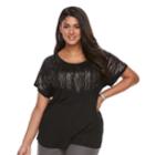 Plus Size Apt. 9&reg; Crewneck Short Sleeve Top, Women's, Size: 1xl, Black