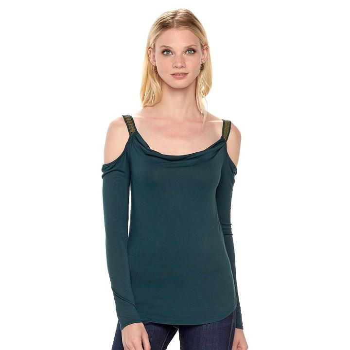 Women's Rock & Republic&reg; Off-the-shoulder Chain Top, Size: Xl, Green