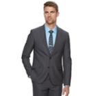 Men's Savile Row Slim-fit Textured Charcoal Suit Jacket, Size: 42 Short, Grey