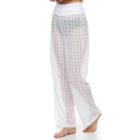Women's Beach Scene Mesh Palazzo Cover-up Pants, Size: Large, White