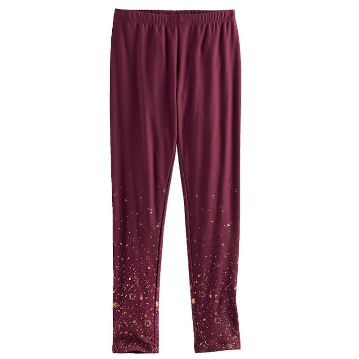 Girls 7-16 & Plus Size Mudd&reg; Patterned Soft Leggings, Size: 10, Purple