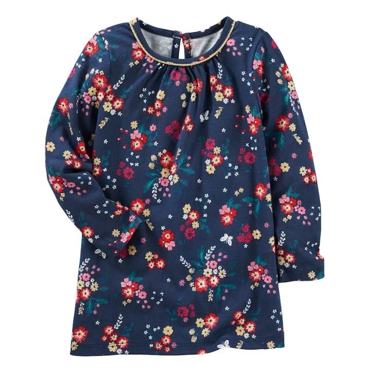 Girls 4-12 Oshkosh B'gosh Floral Knit Tunic, Size: 12, Indigo Blue Floral