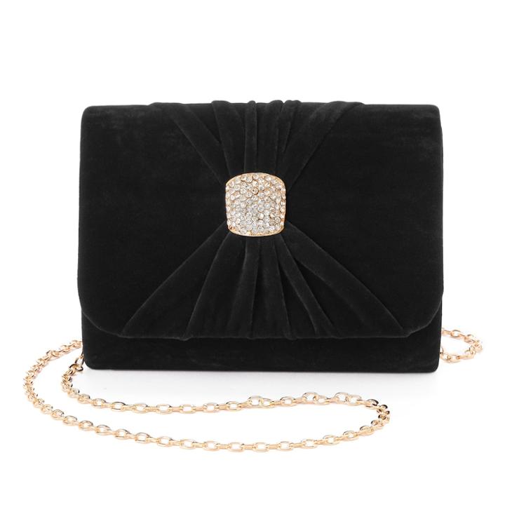 Lenore By La Regale Ruched Velvet Brooch Clutch, Women's, Black