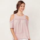 Women's Lc Lauren Conrad Rufflle Cold-shoulder Top, Size: Xs, Yellow