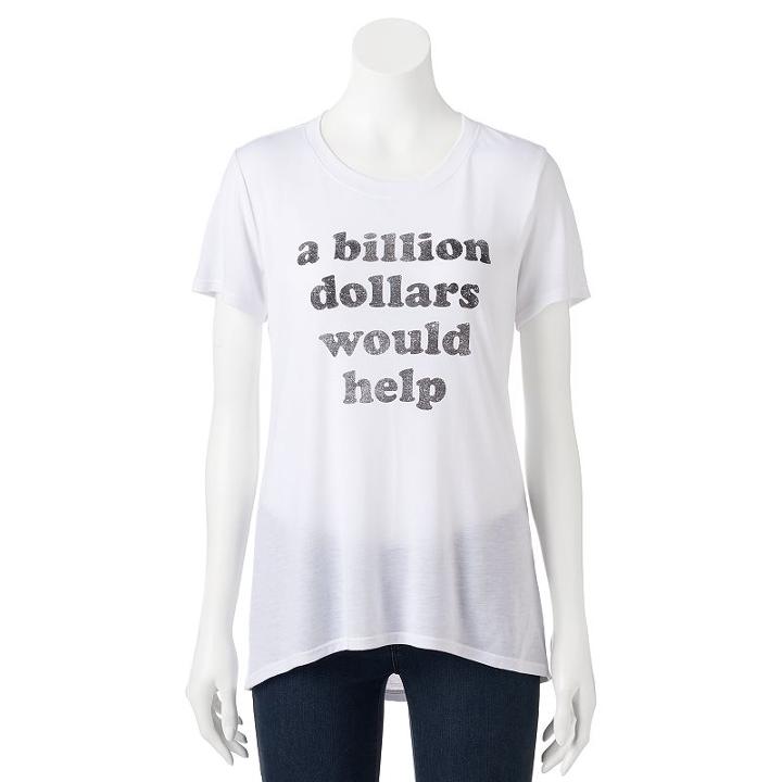 Juniors' A Billion Dollars Graphic Tee, Girl's, Size: Medium, White