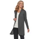 Women's Dana Buchman Ribbed Long Cardigan Sweater, Size: Small, Grey (charcoal)