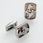 Axl By Triton Stainless Steel, Titanium And 14k Gold Gear Cuff Links, Men's, Multicolor