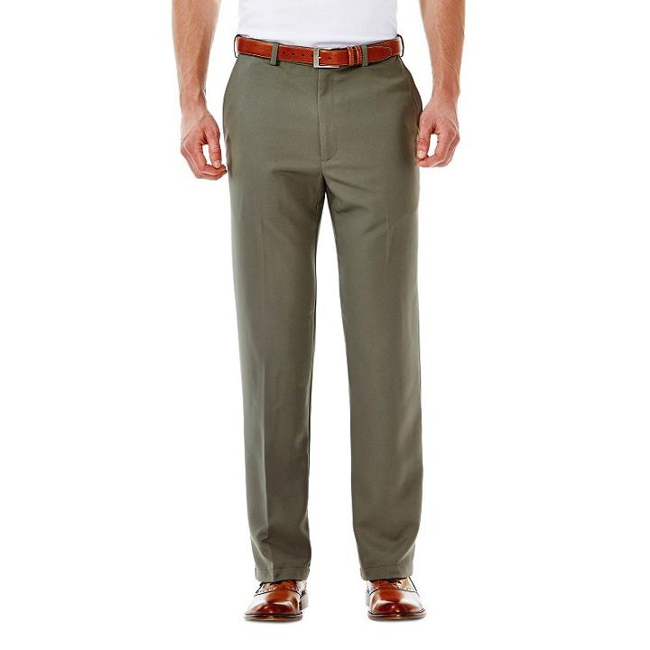 Men's Haggar&reg; Cool 18&reg; Classic-fit Flat-front No-iron Expandable Waist Pants, Size: 40x34, Grey