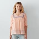 Women's Sonoma Goods For Life&trade; Embroidered Peasant Top, Size: Medium, Brt Pink