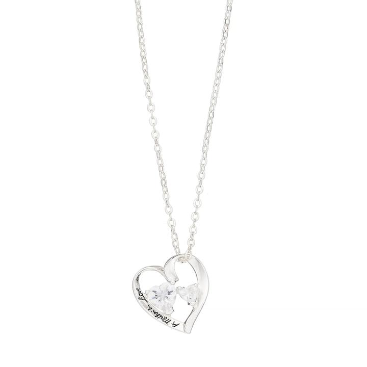 Silver Expressions By Larocks A Mother's Love Is With Her Children Heart Pendant, Women's, White