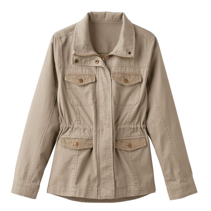 Girls 7-16 Mudd&reg; Crochet Pocket Utility Jacket, Girl's, Size: 10, Med Beige
