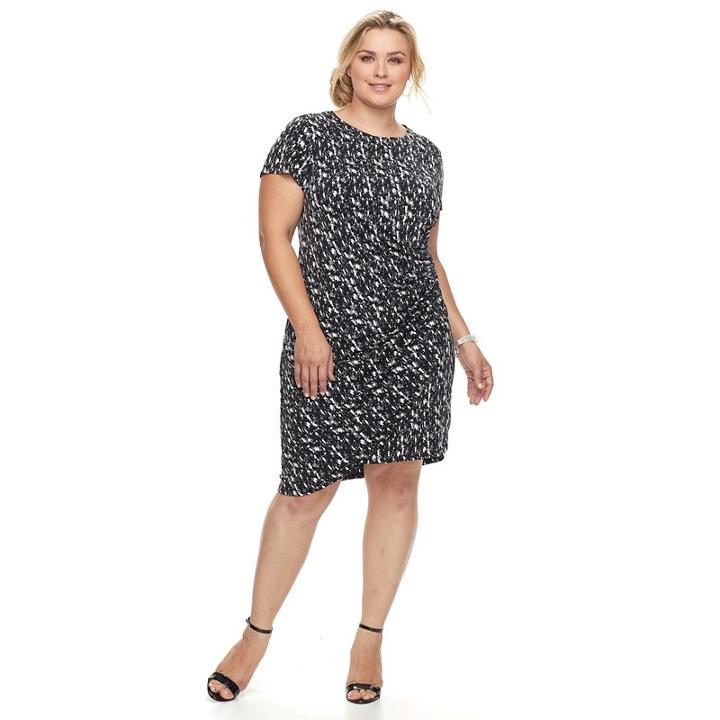 Plus Size Suite 7 Abstract Ruched Sheath Dress, Women's, Size: 22 W, Grey