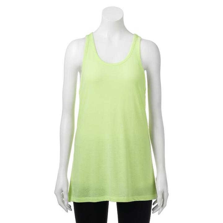 Juniors' So&reg; Mesh Back Racerback Tunic Tank, Girl's, Size: Xl, Med Yellow
