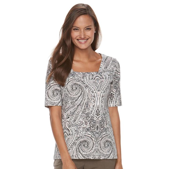 Women's Croft & Barrow&reg; Squareneck Tee, Size: Small, Grey