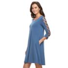 Women's Nina Leonard Strappy-sleeve Shift Dress, Size: Large, Brt Blue