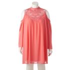 Juniors' Plus Size Heartsoul Crochet Yoke Cold Shoulder Dress, Girl's, Size: 3xl, Pink Other