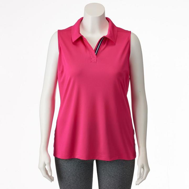 Plus Size Fila Sport&reg; Striped-trim Sleeveless Golf Polo, Women's, Size: 1xl, Med Pink